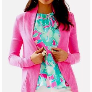 Lilly Pulitzer Pink Amalie Open Front Cardigan Size XS Resort Beach Coastal